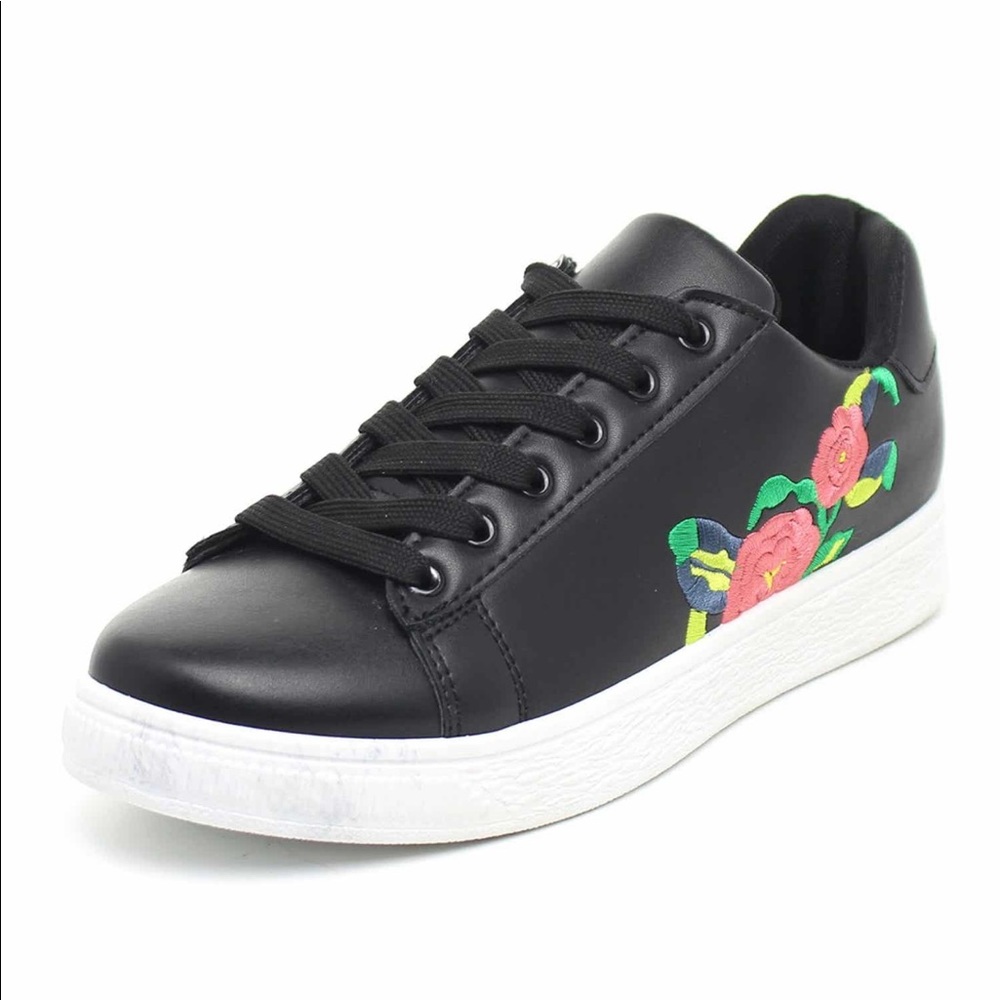 Black girl sneaker with embroidery rose